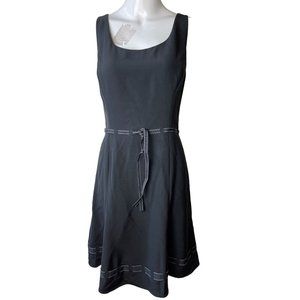 Ann Taylor Womens Princess Cut Sheath Dress Tie Waist 100% Silk Black Size 6P